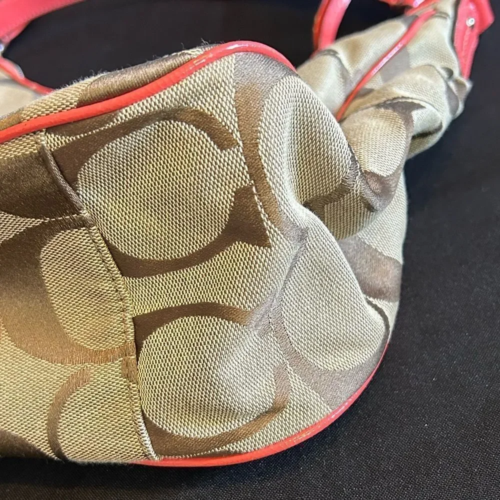 Coach Tan & Red Shoulder Bag Great Condition 14 by 11